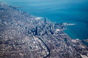 chicago, Buildings, Skyscrapers, Coast, Aerial