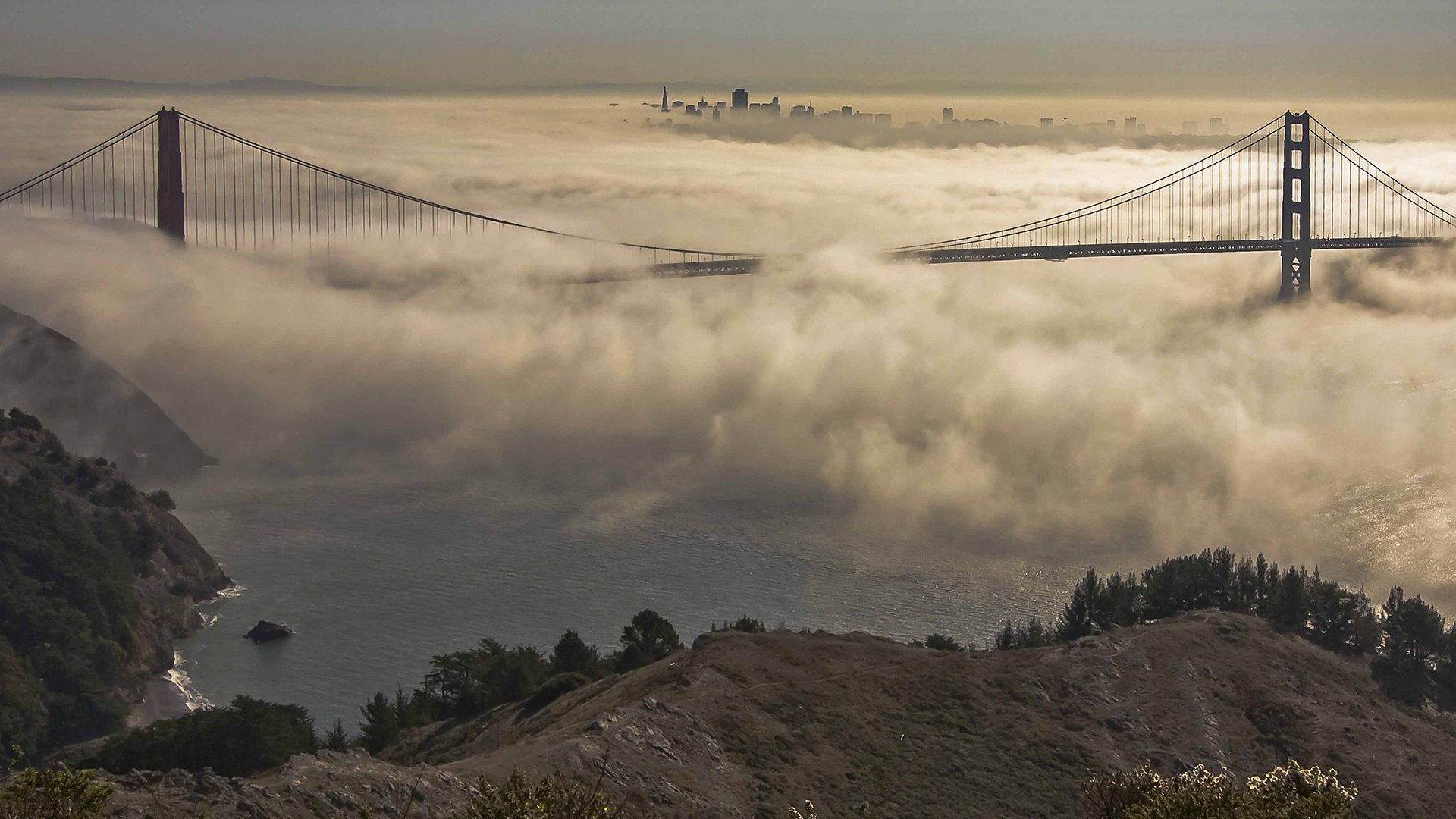 Golden Gate Bridge Bridge San Francisco Fog Mist Wallpapers HD 