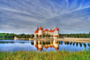 germany, Castles, Rivers, Sky, Moritzburg, Grass, Cities