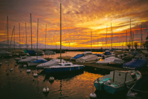 boats, Ships, Harbor, Sky, Clouds, Sunset, Sunrise