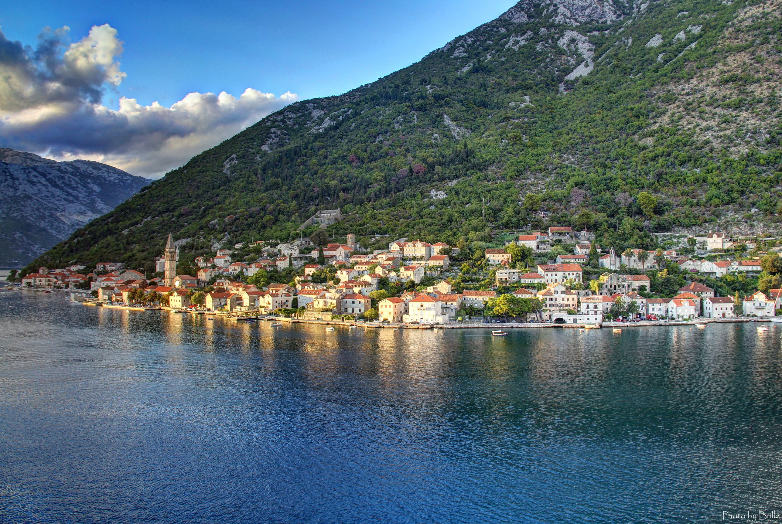 montenegro, Houses, Rivers, Mountains, Scenery, Dobrota, Kotor, Cities Wallpaper