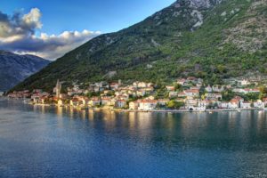 montenegro, Houses, Rivers, Mountains, Scenery, Dobrota, Kotor, Cities