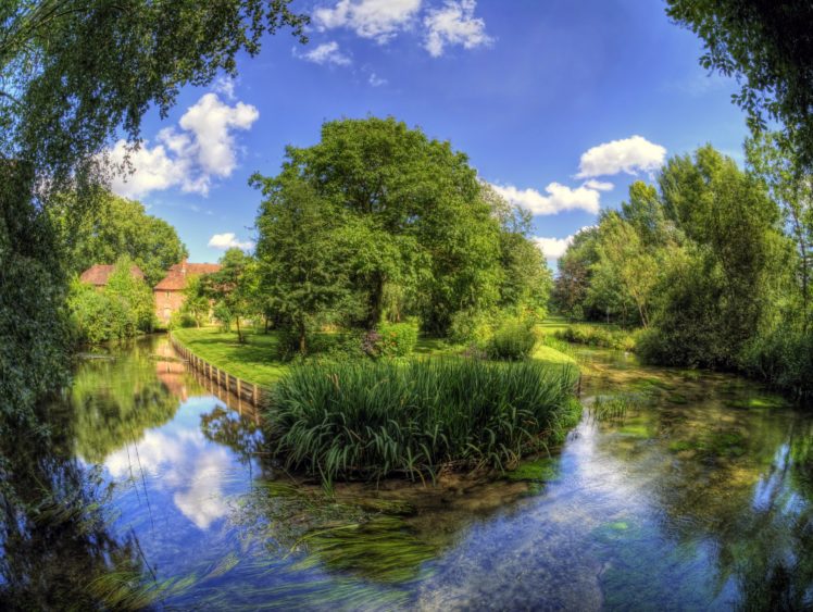rivers, Kings, Worthy, Village, Hampshire, Hdr, Trees, Shrubs, Nature HD Wallpaper Desktop Background