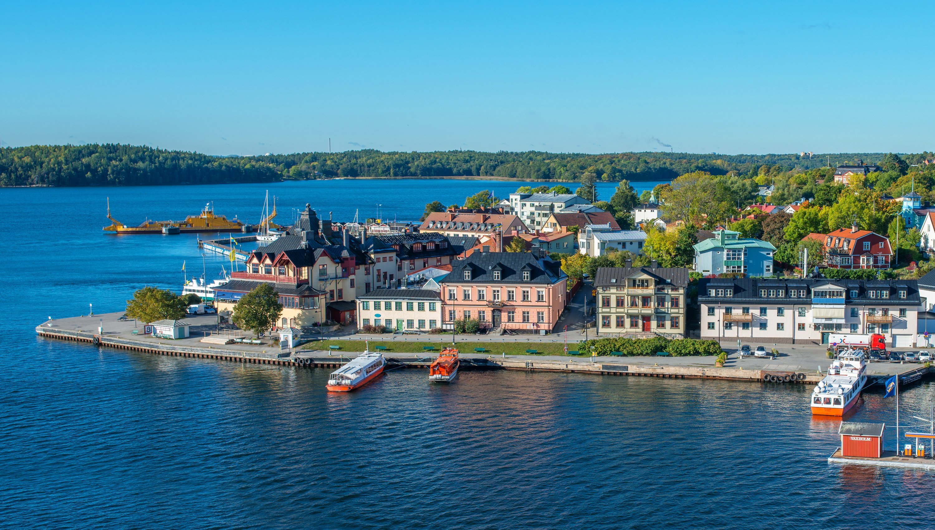 sweden, Houses, Rivers, Stockholm, Vaxholm, Cities Wallpaper