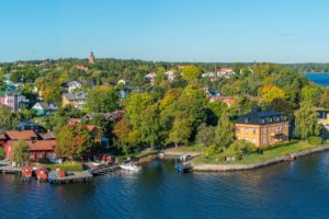 sweden, Houses, Rivers, Stockholm, Vaxholm, Cities