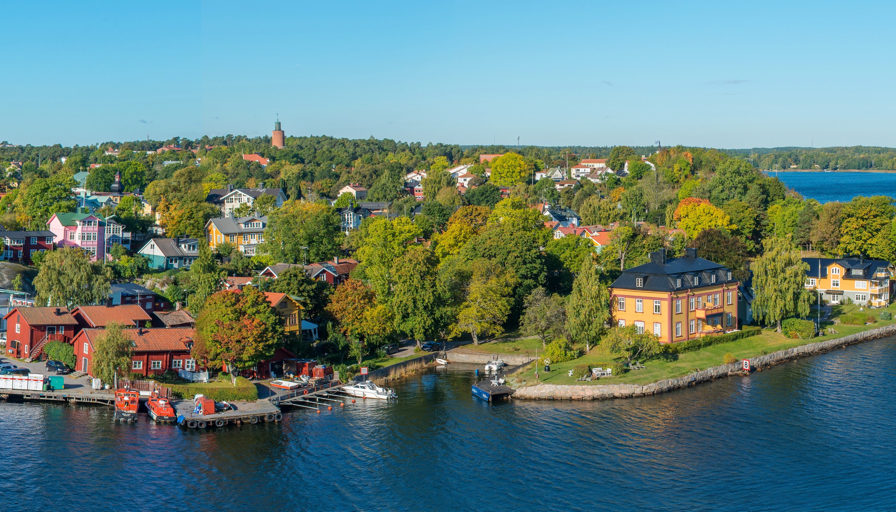 sweden, Houses, Rivers, Stockholm, Vaxholm, Cities Wallpaper