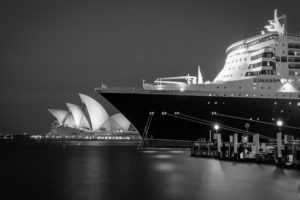 sydney, Sydney, Opera, House, Night, Bw, Ship, Cruise, Ship
