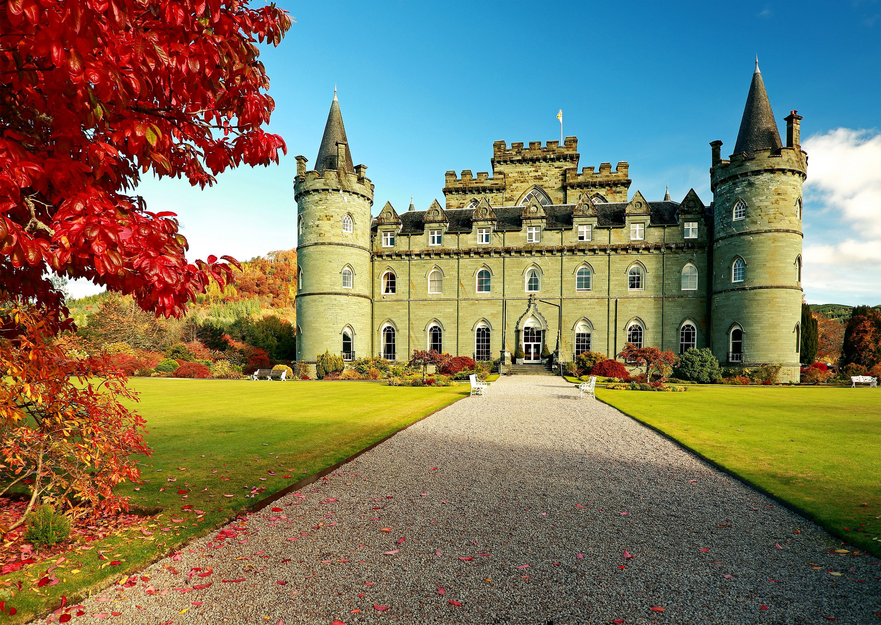 united, Kingdom, Castles, Inveraray, Lawn, Grass, Cities Wallpaper