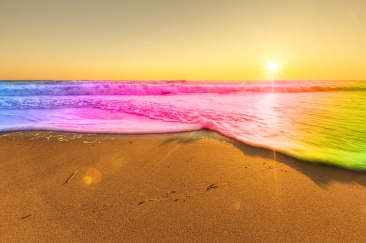 rainbow, Beach HD Wallpaper Desktop Background