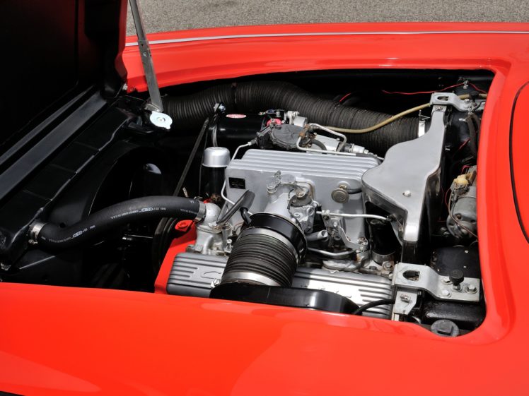 1958, Chevrolet, Corvette, 283, 290hp, Ramjet, Fuel, Injection,  j800 867 , Supercar, Muscle, Retro, Engine HD Wallpaper Desktop Background