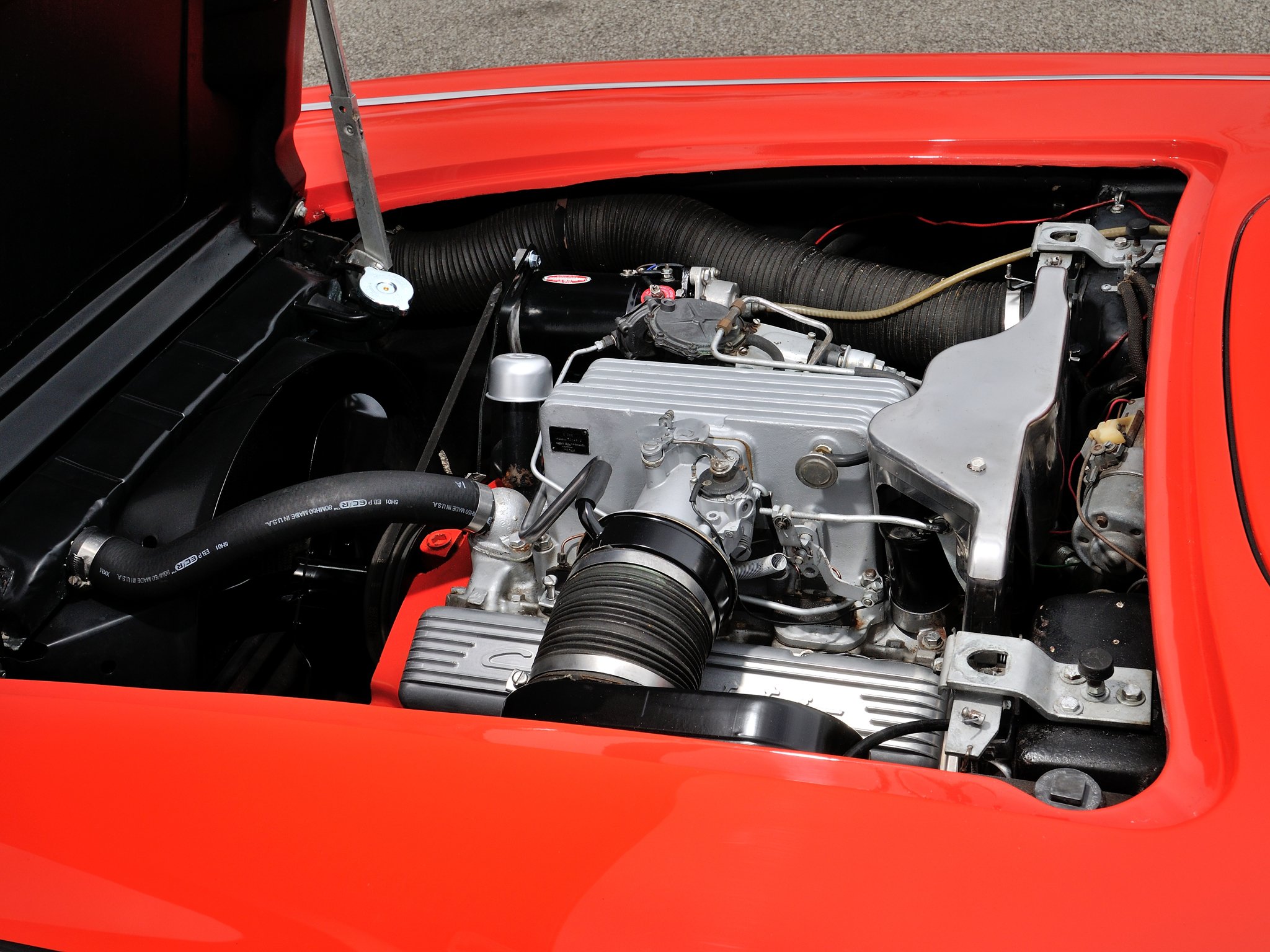 1958, Chevrolet, Corvette, 283, 290hp, Ramjet, Fuel, Injection,  j800 867 , Supercar, Muscle, Retro, Engine Wallpaper