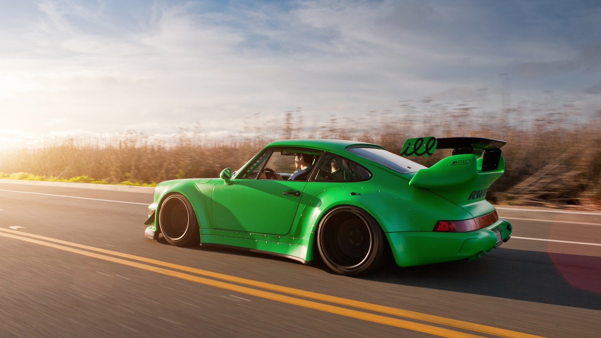 cars, Sunlight, Tuning, Porsche, 911, Tuned, Rauh, Welt, Begriff, Green Wallpaper