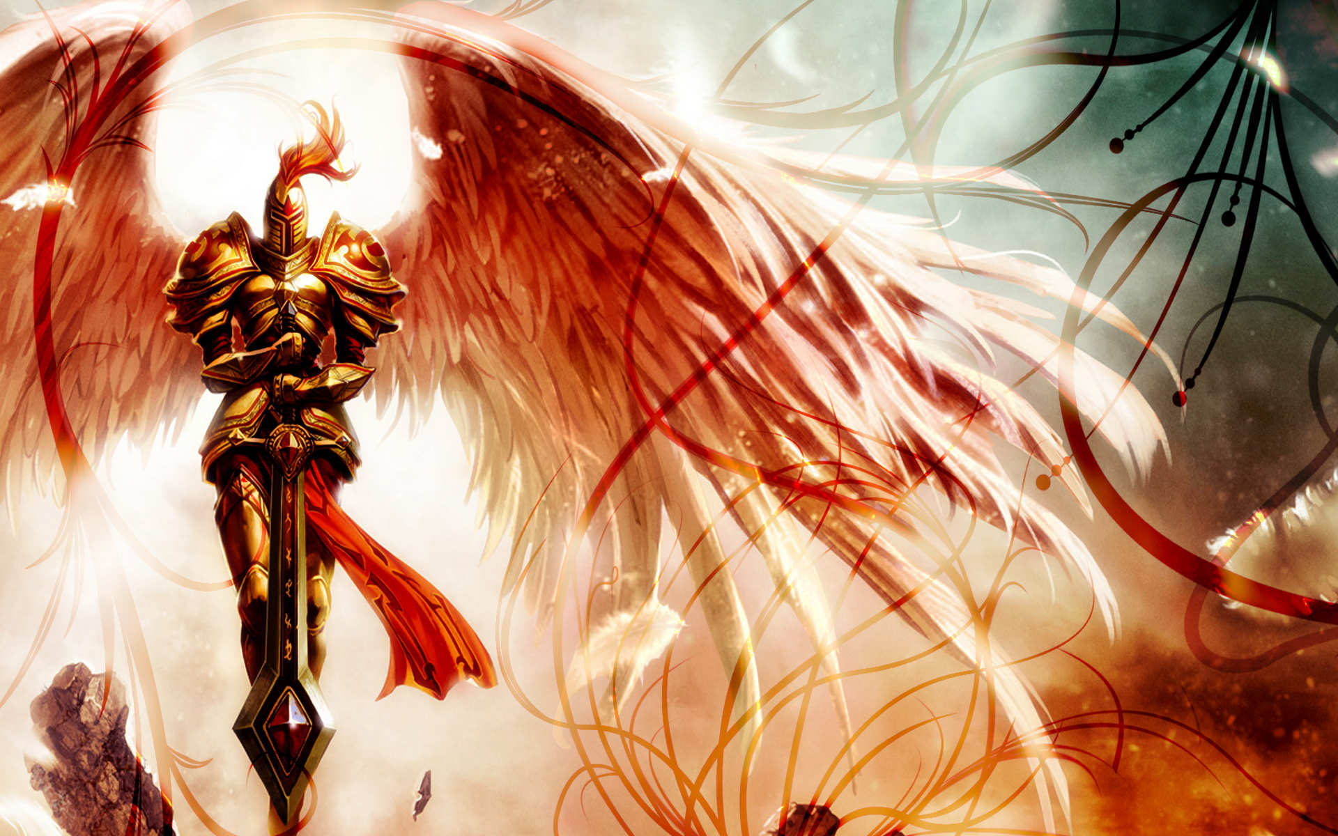 league, Of, Legends, Fantasy, Art, Angels, Knight, Armor, Warrior, Wings Wallpaper