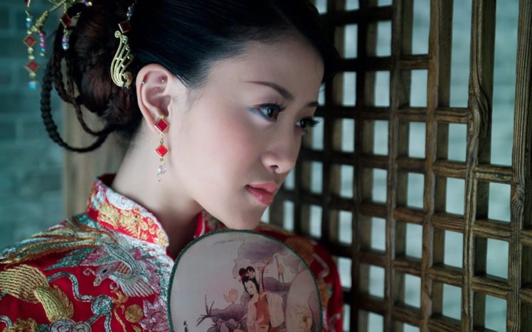 asian, Oriental, China, Geisha, Kimono, Women, Models, Brunettes, Babes, Face, Mood HD Wallpaper Desktop Background