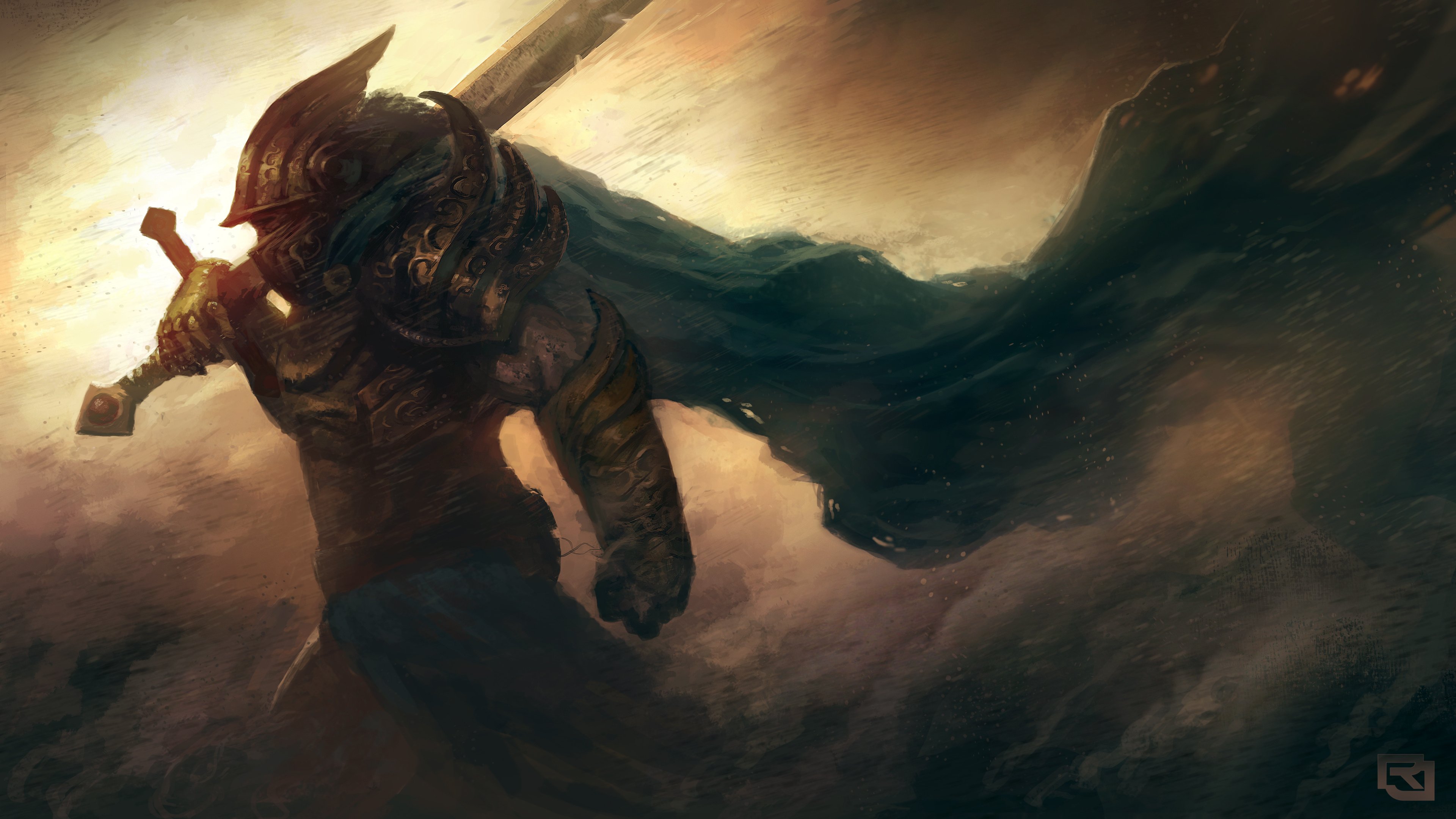 armor, Storm, Sword, Warrior, Art, Wind, Helmet, Warrior, Armor Wallpaper