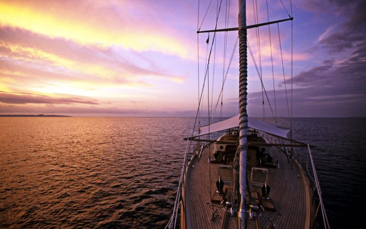 yacht, Nature, Landscape, Boat, Sunset HD Wallpaper Desktop Background