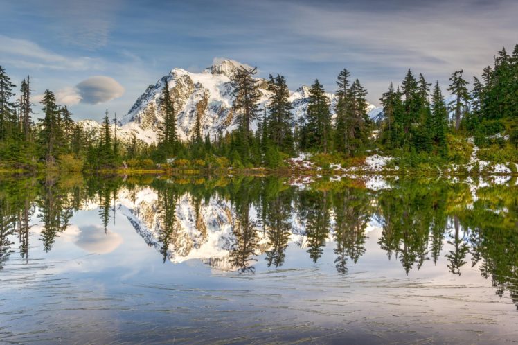 landscape, Nature, Lake, Mountains, Reflection, Trees HD Wallpaper Desktop Background
