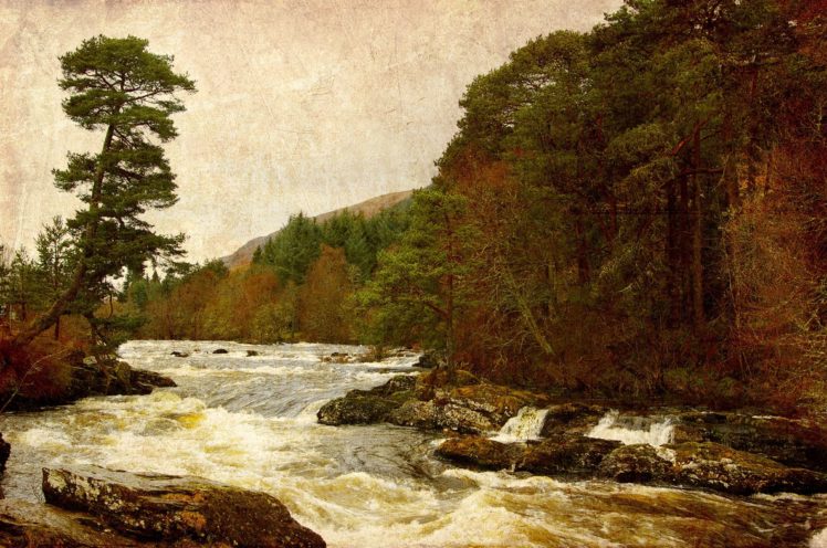 killin, Scotland, Art, Landscape, Autumn, River HD Wallpaper Desktop Background