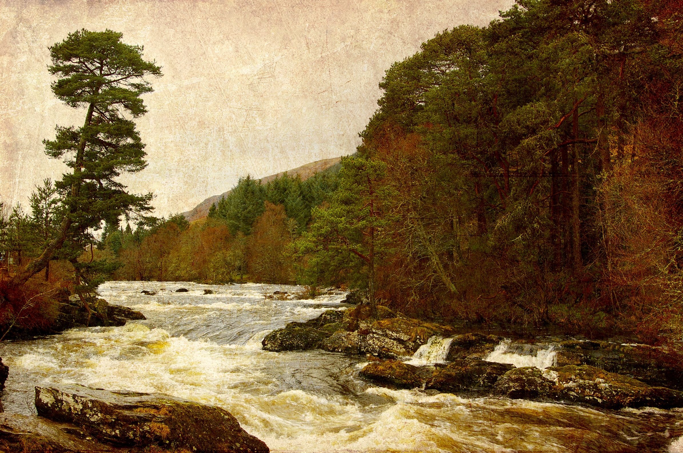 killin, Scotland, Art, Landscape, Autumn, River Wallpaper