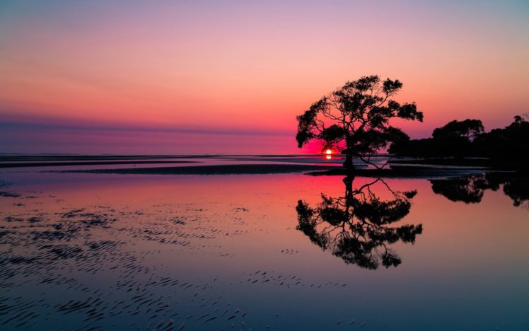 sunset, Lake, Landscape HD Wallpaper Desktop Background