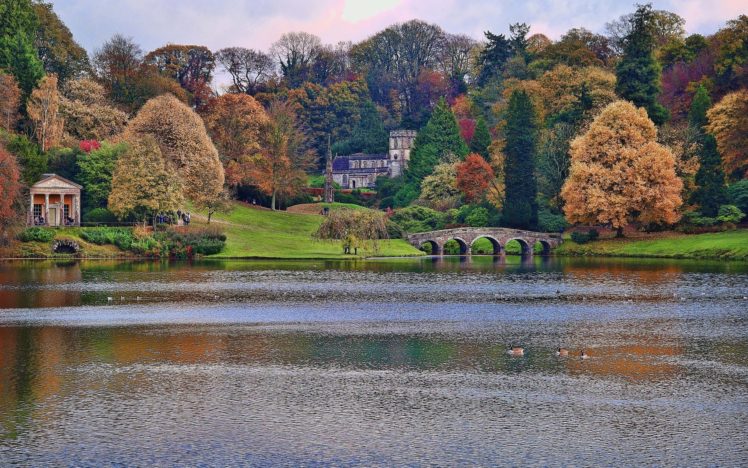 , Wiltshire, England, Autumn, Lake, River HD Wallpaper Desktop Background