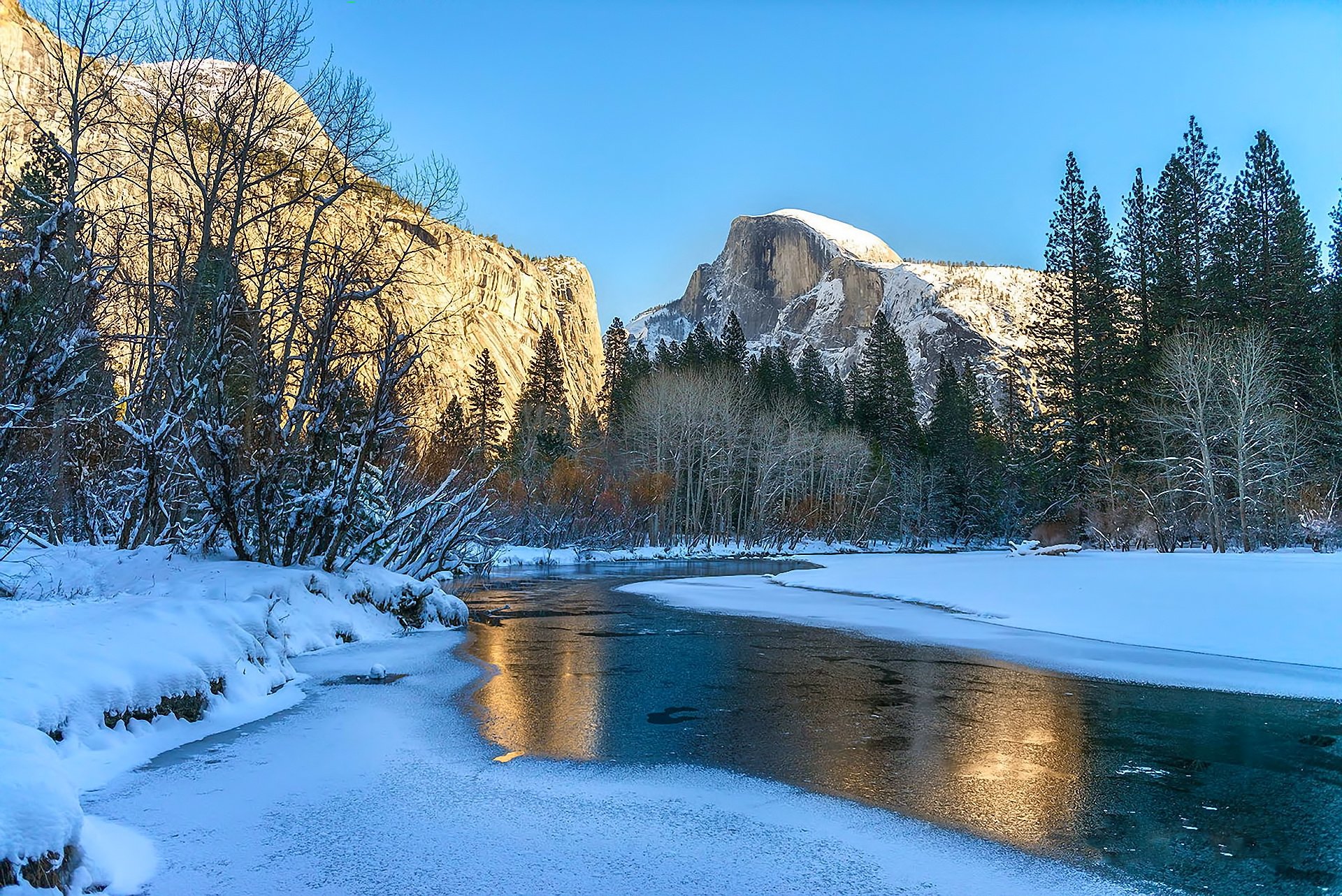 landscape, Nature, Winter, Snow, River, Mountains, Yosemite, Ca Wallpapers  HD / Desktop and Mobile Backgrounds