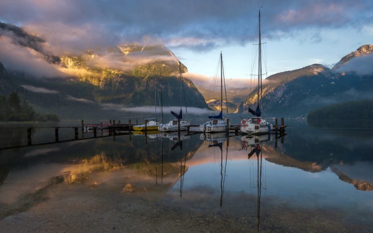 mountains, Boat, Lake HD Wallpaper Desktop Background