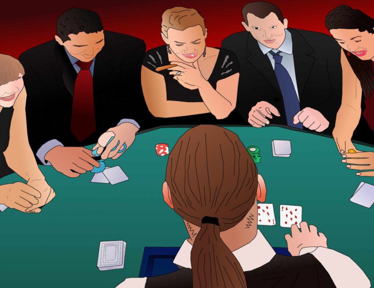 blackjack card table in casino with gambling group HD Wallpaper Desktop Background