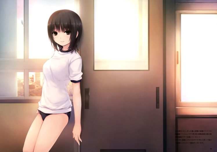 anime, Girls, Aoyama, Sumika, Original, Brunette, Girl, Window, Door HD Wallpaper Desktop Background