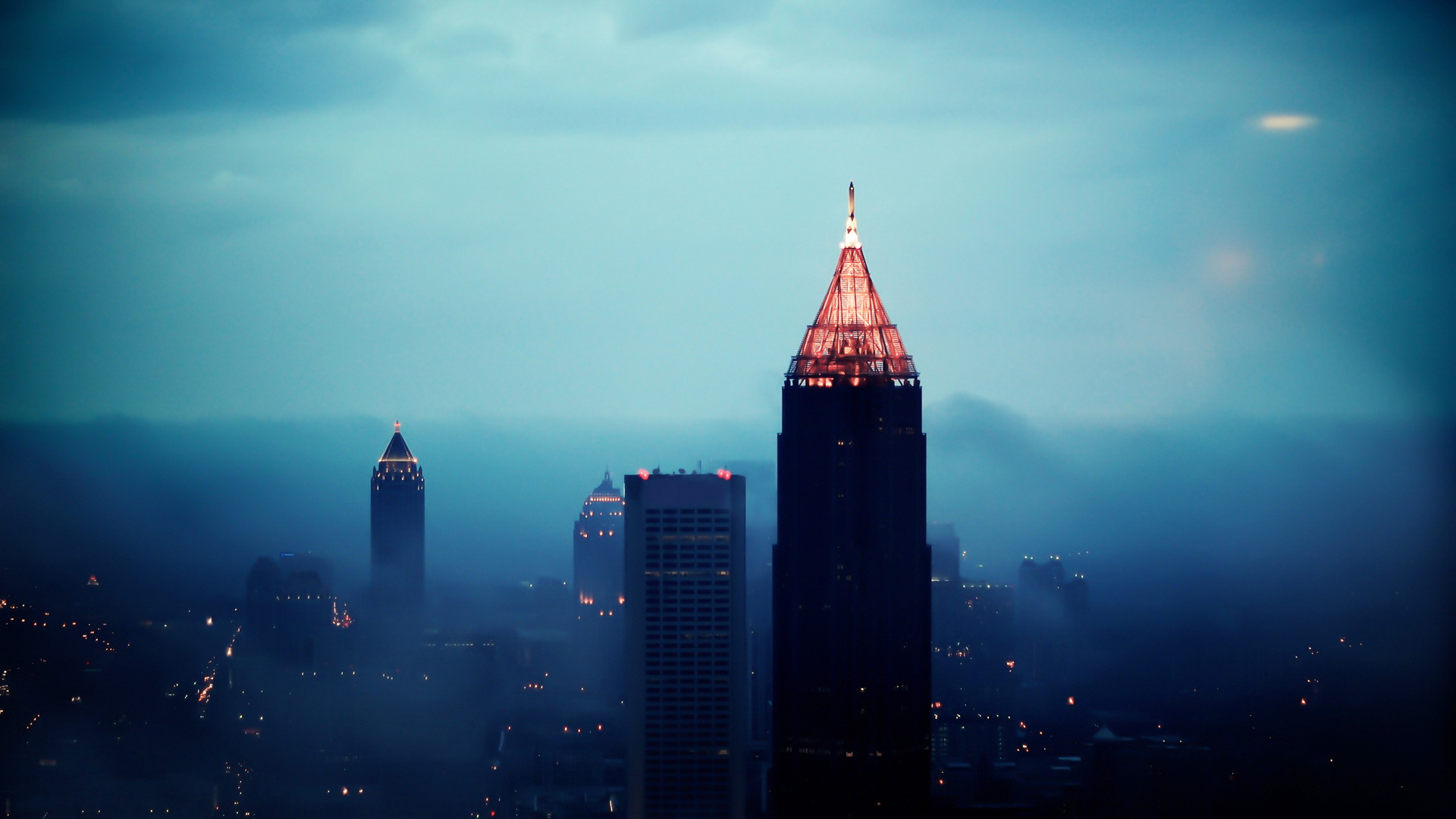 architecture, Buildings, Skyscrapers, Fog, Sky, Clouds Wallpaper