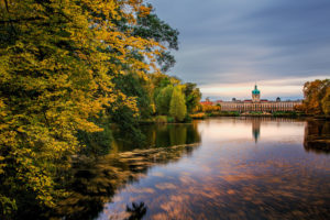 germany, Palace, Charlottenburg, Berlin, Buildings, Nature, Lakes, Trees, Autumn, Fall, Reflection