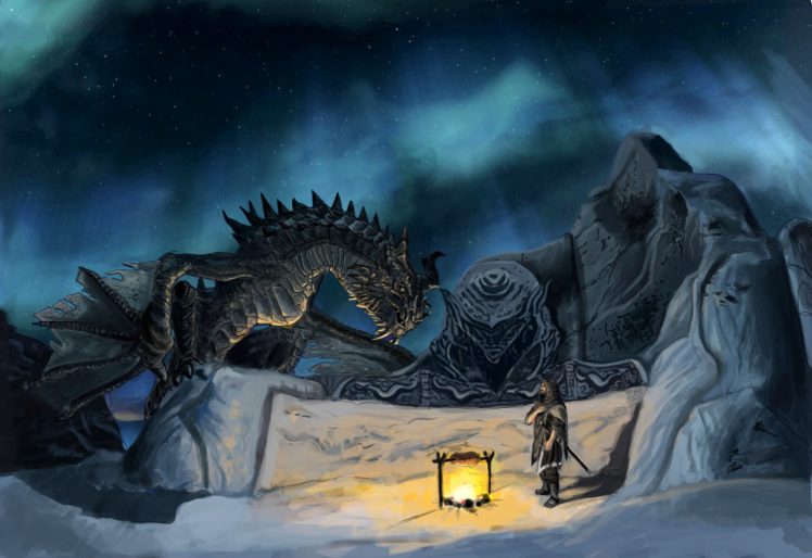 dragon, Warriors, The, Elder, Scrolls, Skyrim, Games, Fantasy HD Wallpaper Desktop Background