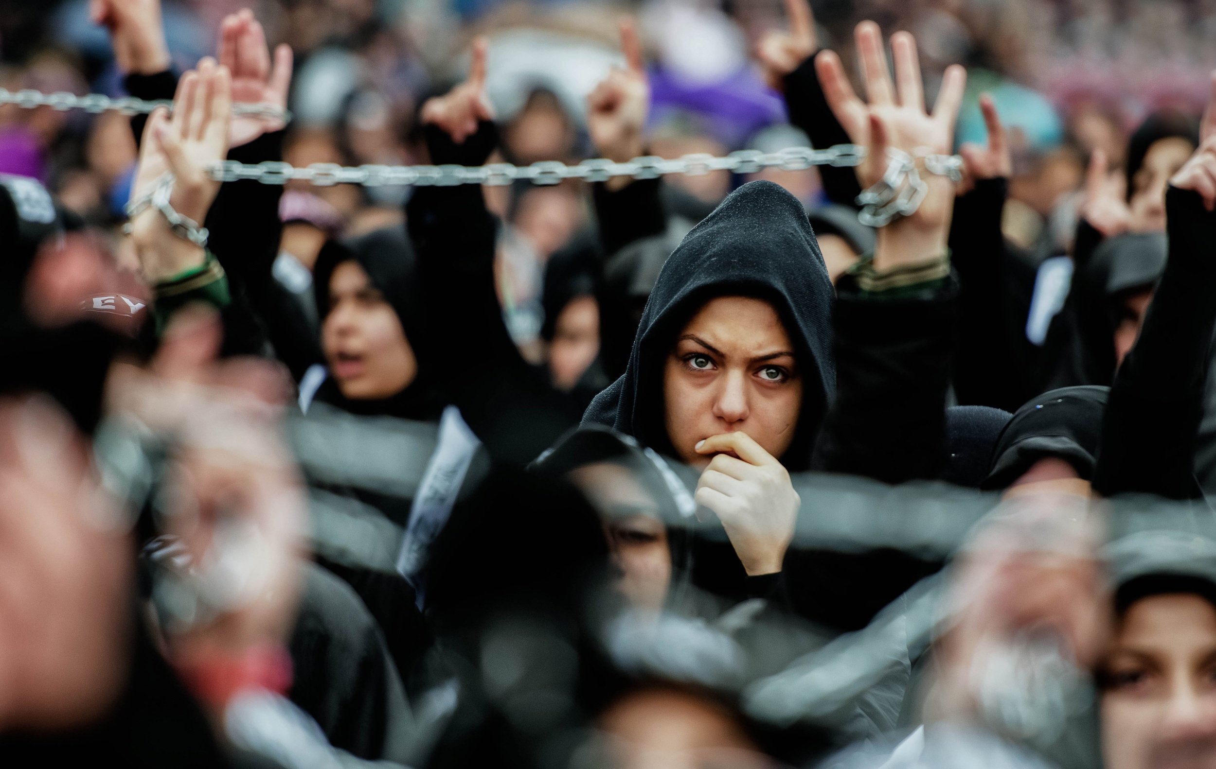 girl, Hood, The, Crowd, The, Chain, Anarchy, Protest Wallpaper