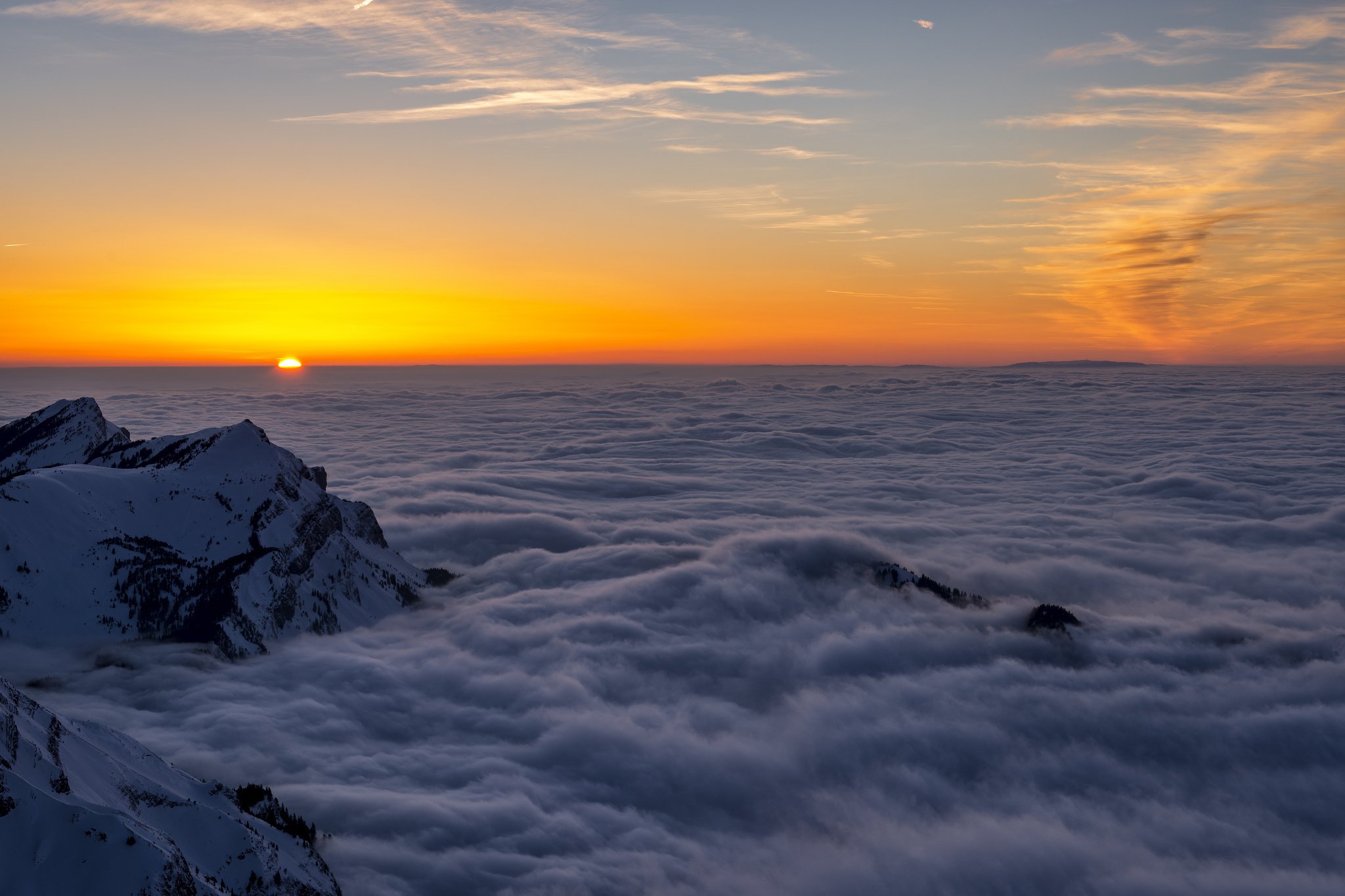 sun, Altitude, Sunset, Mountains, Clouds Wallpaper