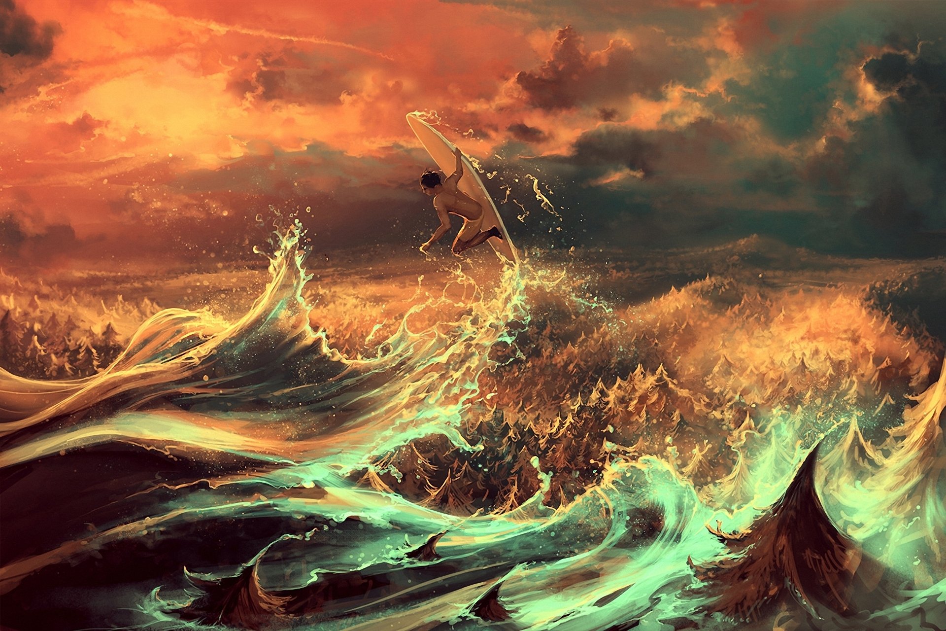fantastic, World, Waves, Surfing, Men, Cyril, Rolando, Fantasy Wallpaper