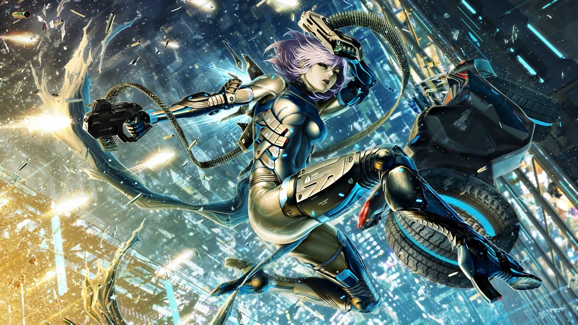 warrior, Pistol, Armor, Fantasy, Girls, Cyborg, Plugsuit, Sci fi Wallpaper