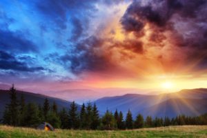 scenery, Mountains, Sky, Sunrises, And, Sunsets, Grass, Fir, Nature