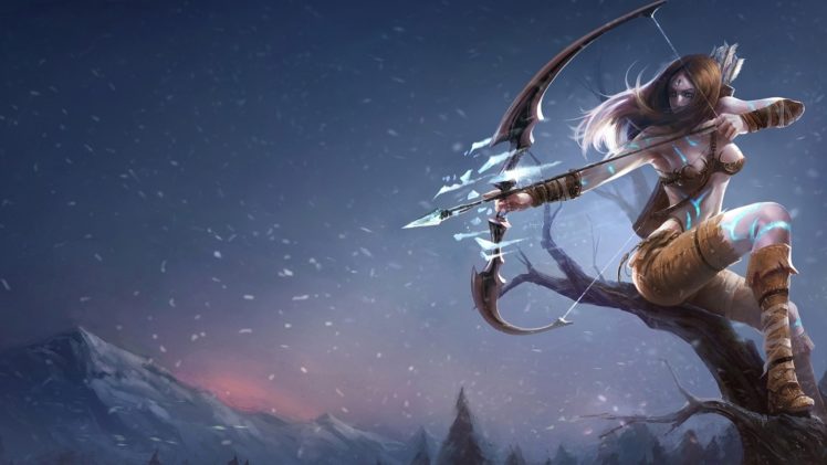 league, Of, Legends, Fantasy, Art, Women, Girl, Warrior, Weapons, Archer, Bow HD Wallpaper Desktop Background