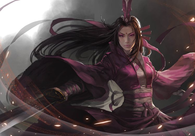 blade, Sword, Art, Asian, Girl, Warrior HD Wallpaper Desktop Background