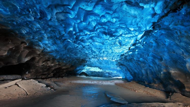 stones, Blue, Ice, Cave, Skaftafell, Iceland HD Wallpaper Desktop Background