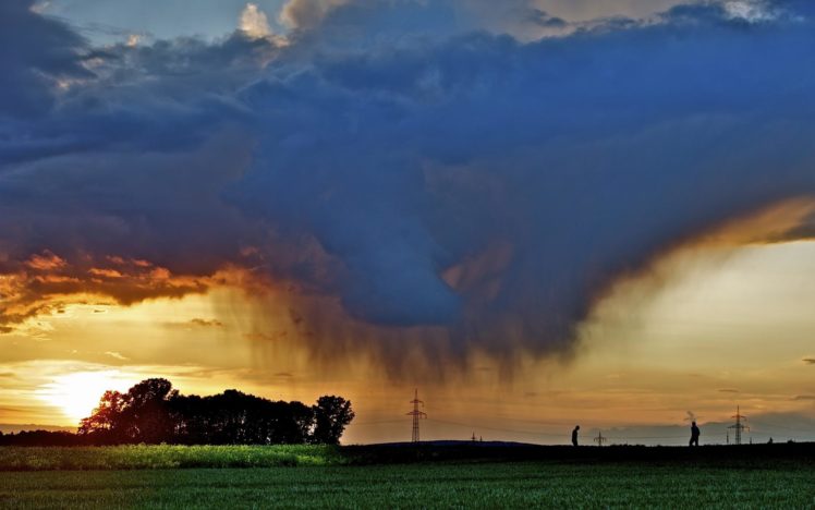 landscapes, Trees, Farm, Rustic, Clouds, Storm, Rain, Sunset, Sunrise HD Wallpaper Desktop Background