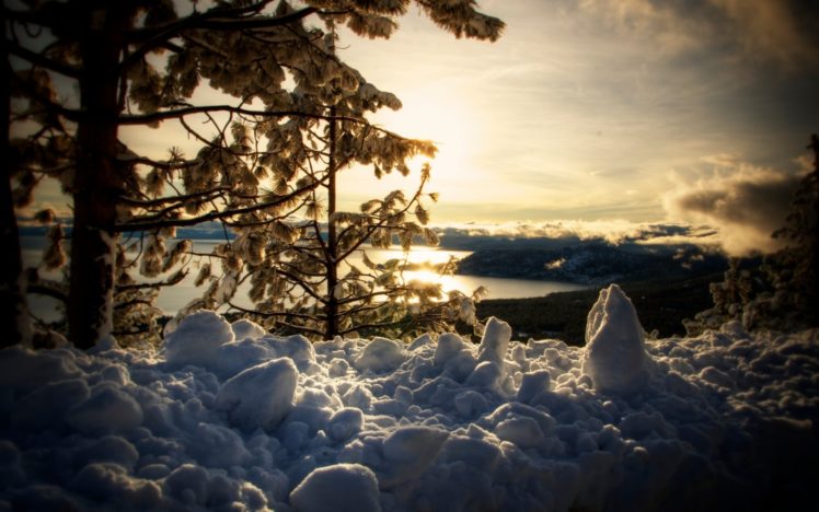 landscapes, Winter, Snow, Sky, Clouds, Sunset, Sunrise HD Wallpaper Desktop Background
