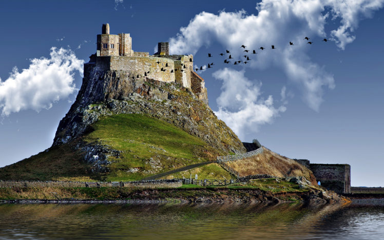 castle, Birds, Sky, Clouds HD Wallpaper Desktop Background