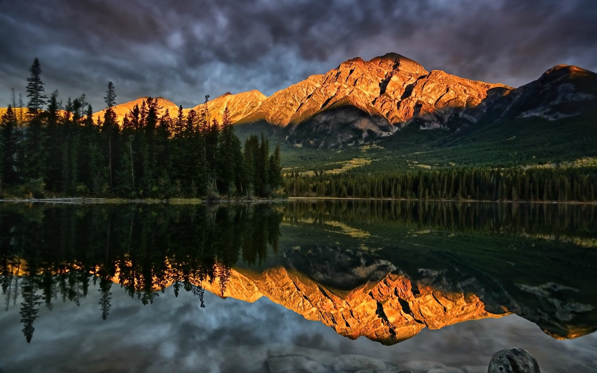 reflection, Mountains Wallpaper
