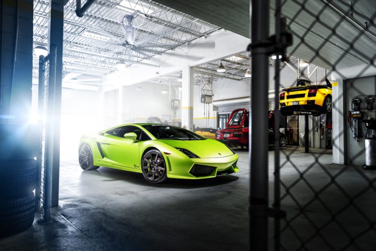 green, Garage, Gallardo, Lamborghini, Supercar HD Wallpaper Desktop Background