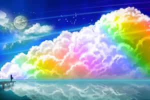 rainbow, Clouds