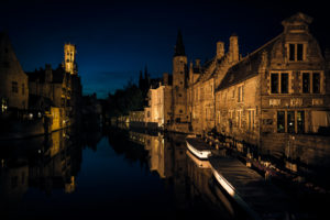 bruges, Night, Buildings, Canal, Reflection