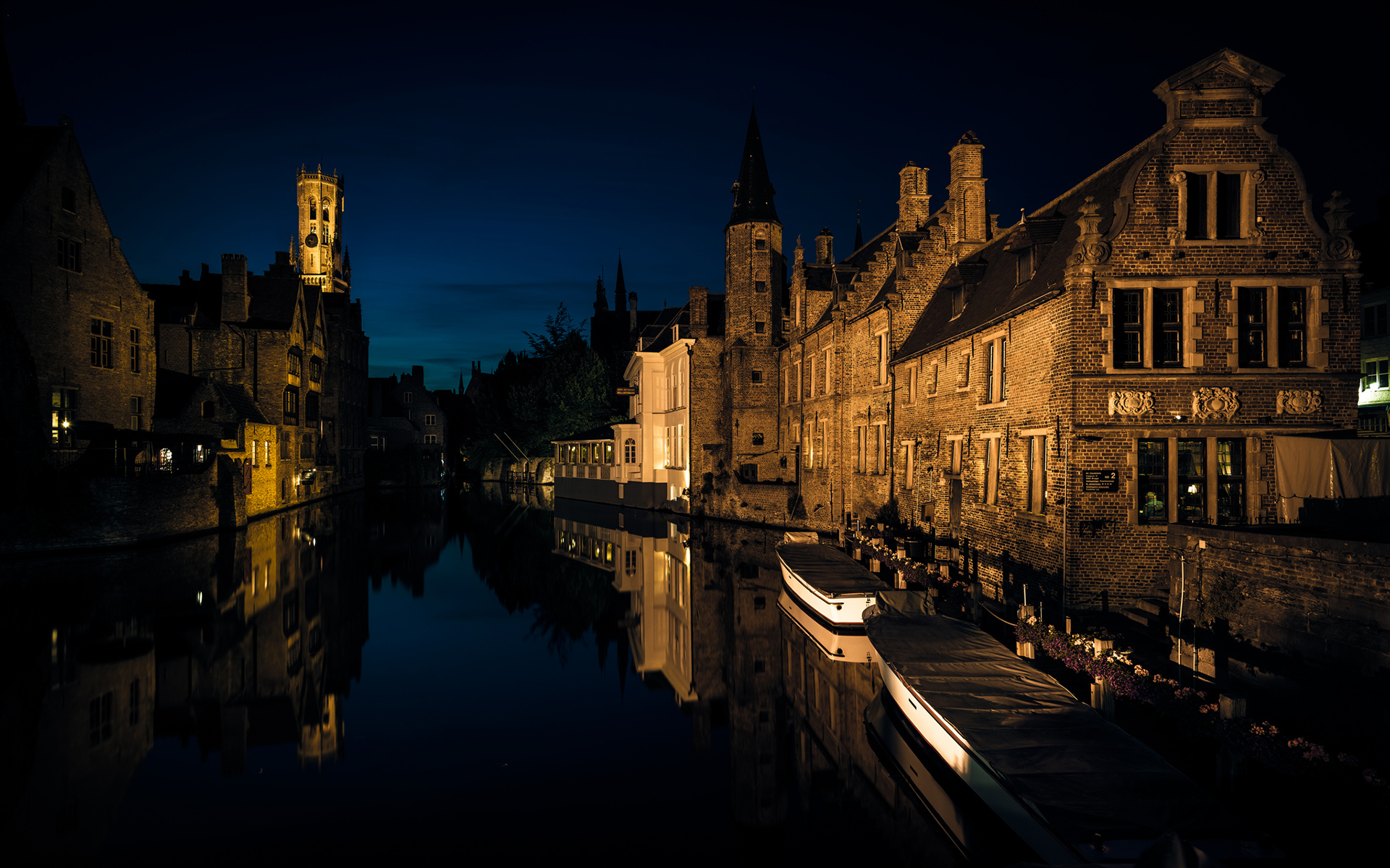 bruges, Night, Buildings, Canal, Reflection Wallpaper