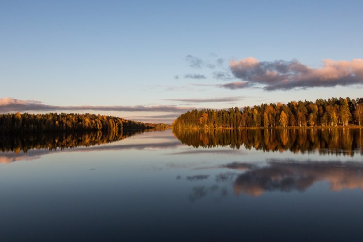 forest, River, Calm, Evening, Autumn HD Wallpaper Desktop Background