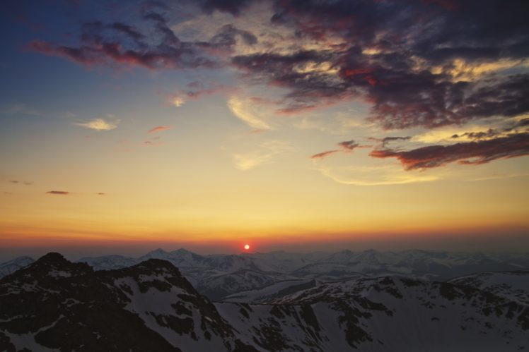 sky, Sunset, Cordillera, Mountains, The, Sun HD Wallpaper Desktop Background